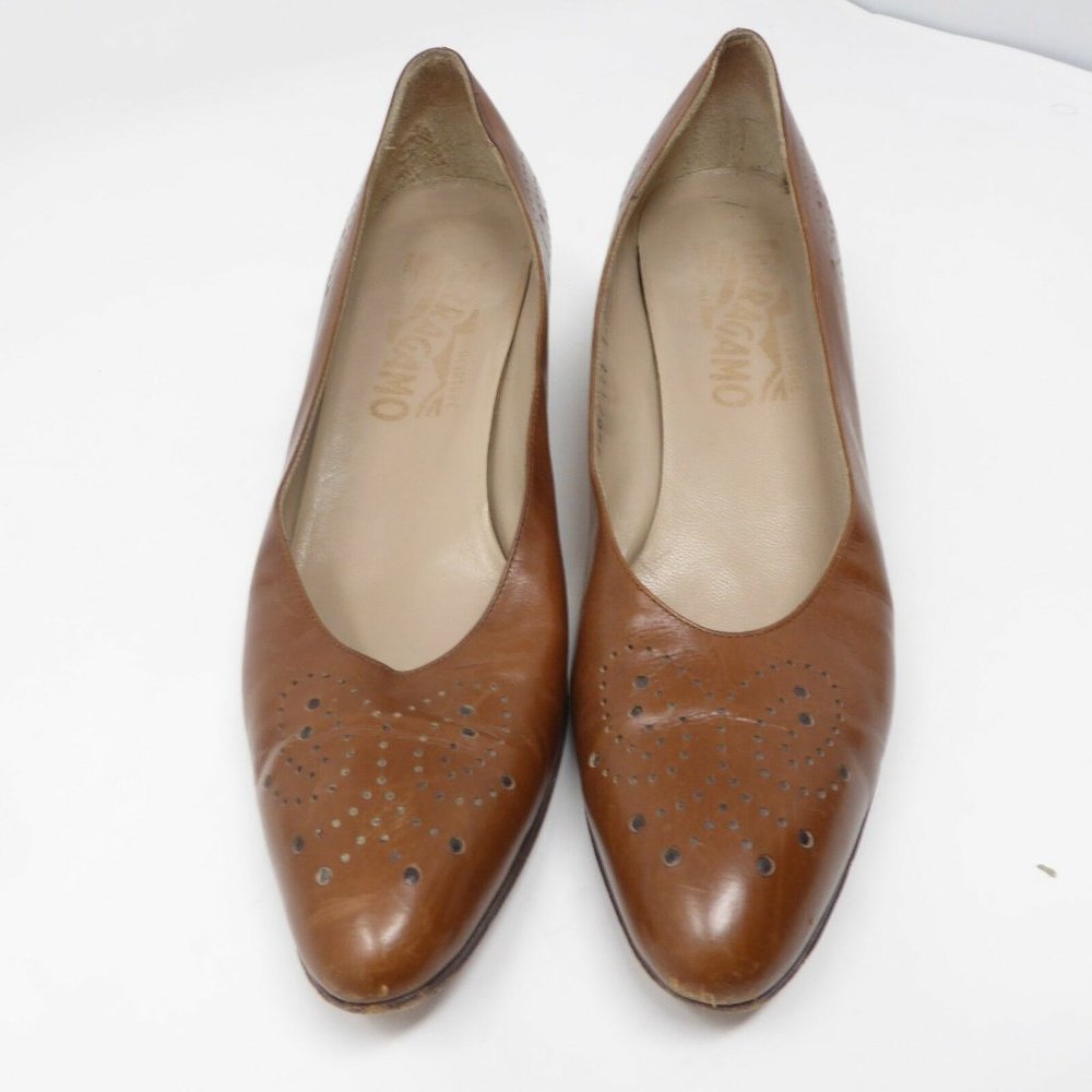 Salvatore Ferragamo 6.5 AAAA Brown Heel Oxford